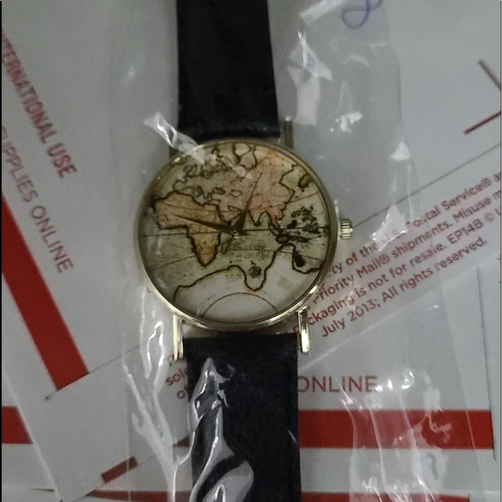Vansvar Leather Strap World Map Watch Fashion Wome - Picture 3 of 3